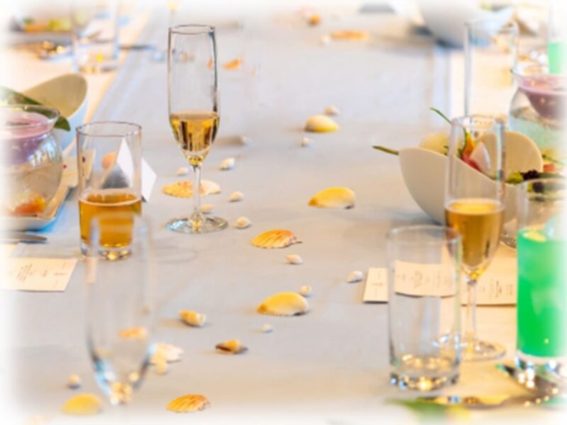 結婚式 テーブルコーディネート 海
